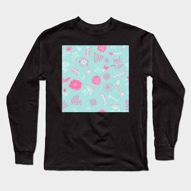 Elegance Seamless pattern with flowers Long Sleeve T-Shirt by Olga Berlet